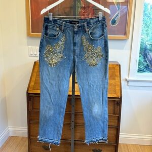 Le Superbe Superbe Embellished Straight-Leg Jeans - Gold Gem